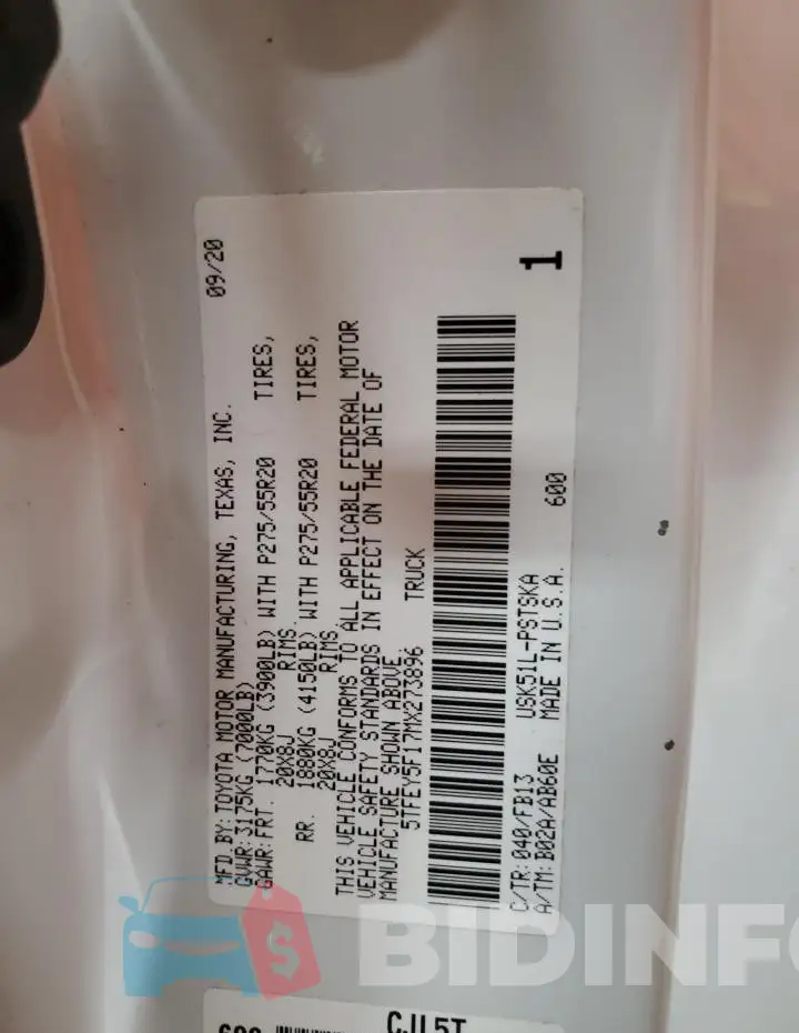 5TFEY5F17MX273896 Photo# 12