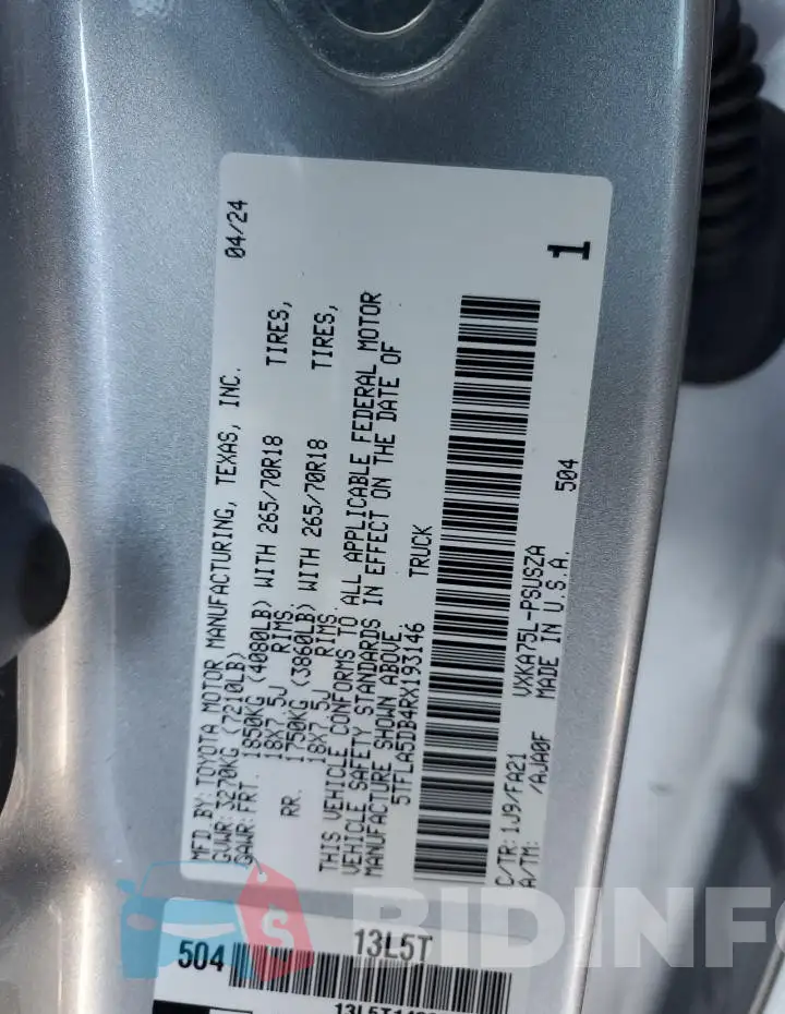 5TFLA5DB4RX193146 Photo# 12