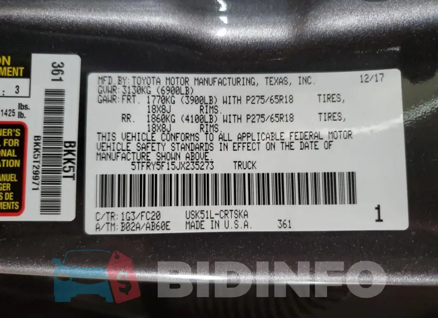 5TFRY5F15JX235273 Photo# 12
