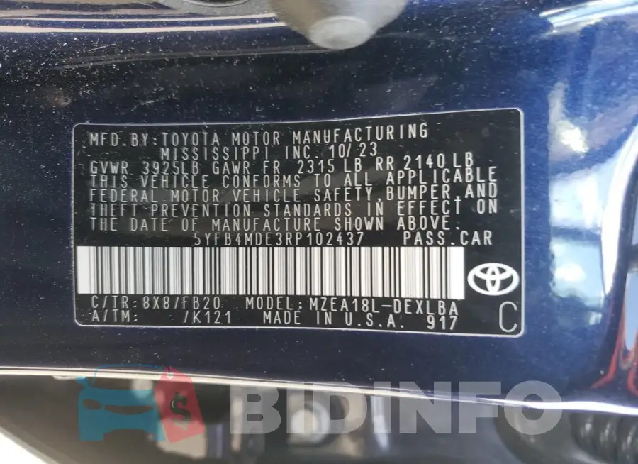 5YFB4MDE3RP102437 Photo# 12