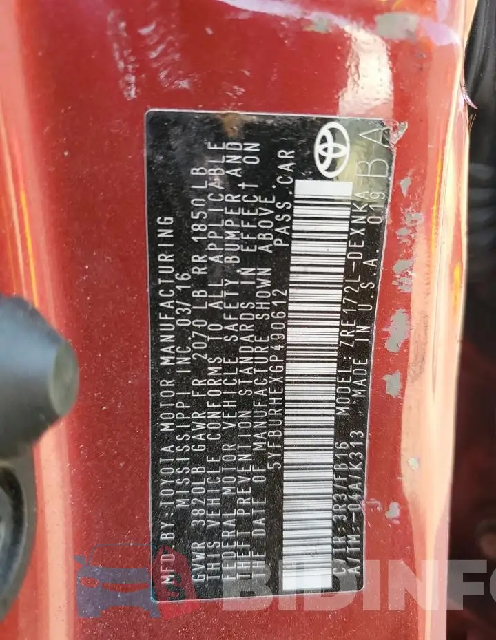 5YFBURHEXGP490612 Photo# 12