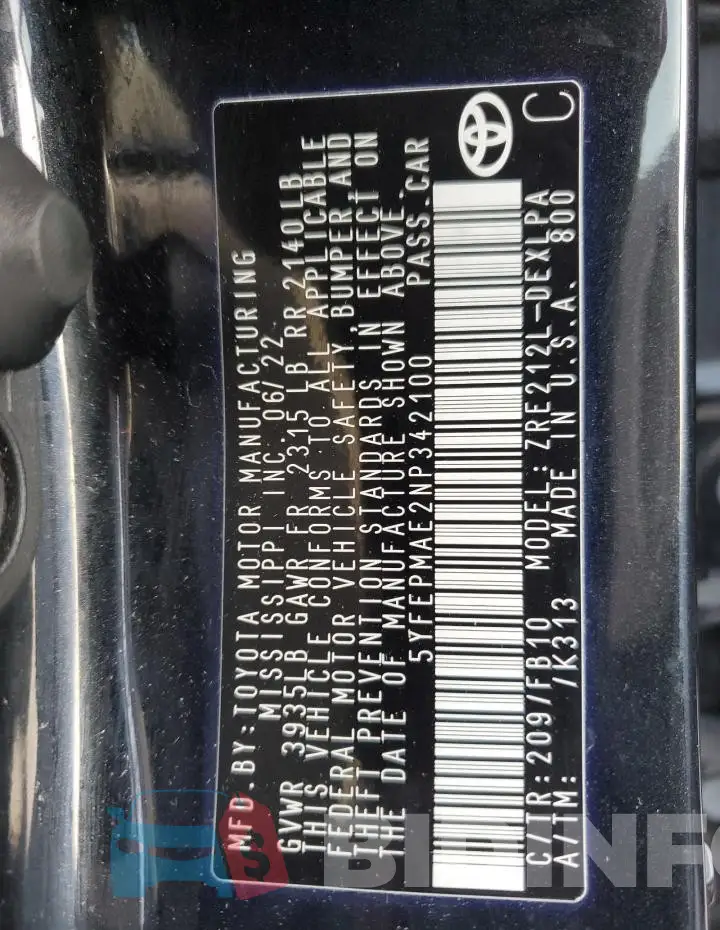 5YFEPMAE2NP342100 Photo# 12