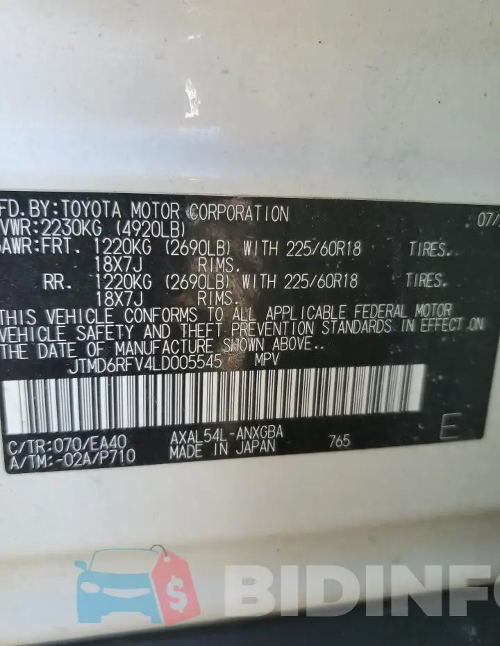 JTMD6RFV4LD005545 Photo# 13
