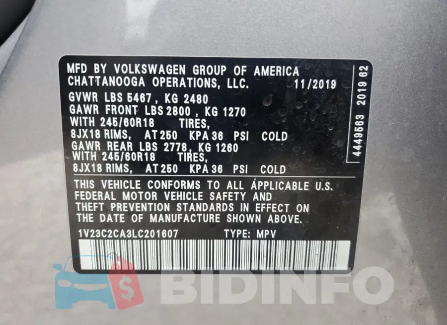 1V23C2CA3LC201607 Photo# 14