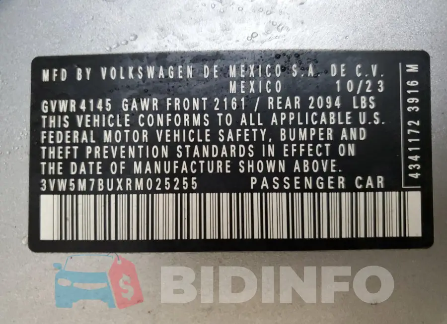 3VW5M7BUXRM025255 Photo# 12