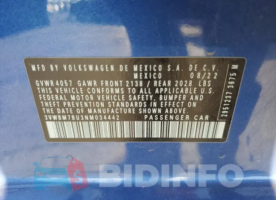 3VWBM7BU3NM034442 Photo# 12