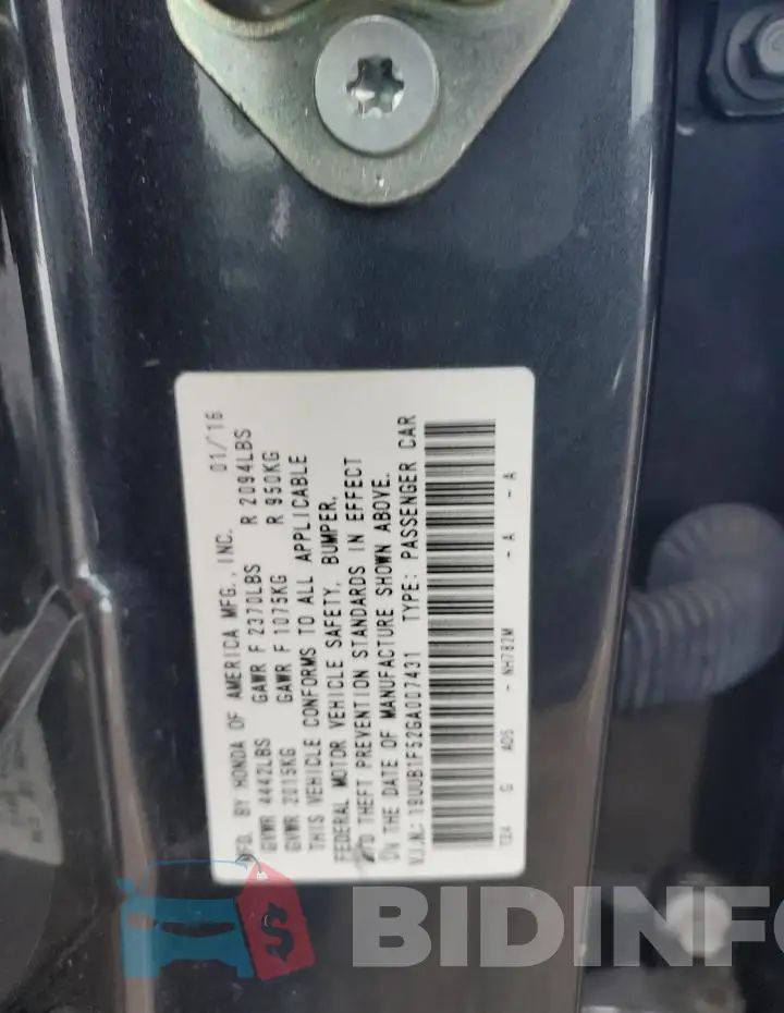 19UUB1F52GA007431 Photo# 12