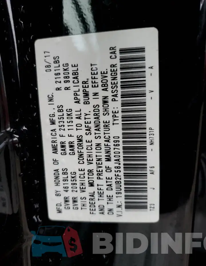 19UUB2F58JA007690 Photo# 13