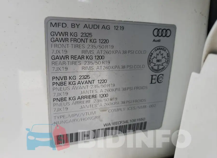 WA1EECF34L1061550 Photo# 13