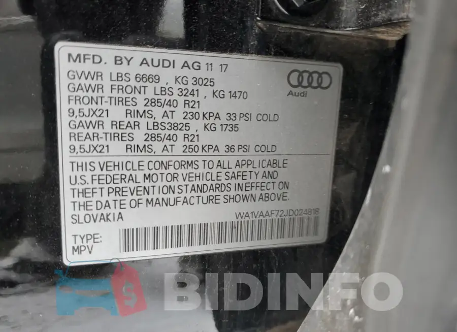 WA1VAAF72JD024818 Photo# 13