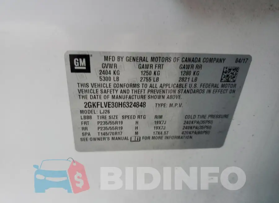 2GKFLVE30H6324848 Photo# 13