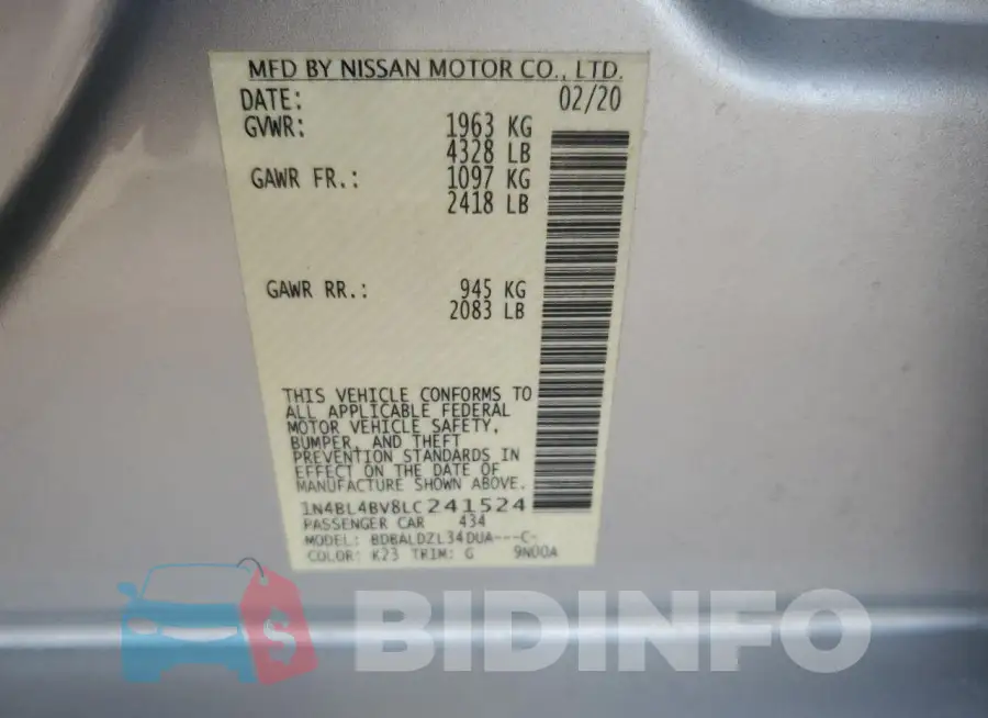 1N4BL4BV8LC241524 Photo# 12