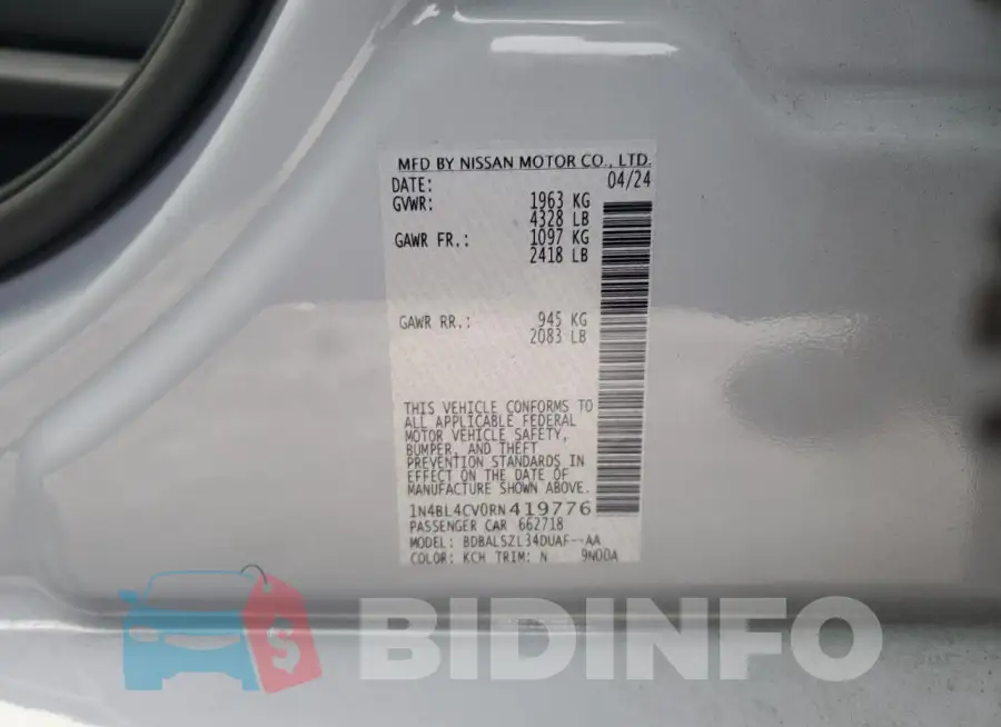 1N4BL4CV0RN419776 Photo# 12