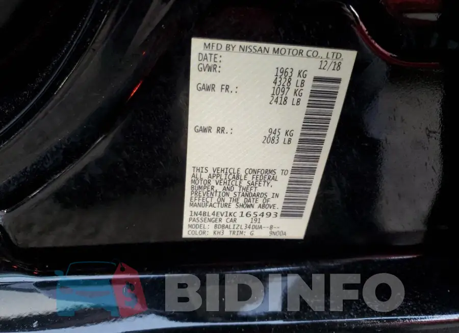 1N4BL4EV1KC165493 Photo# 12