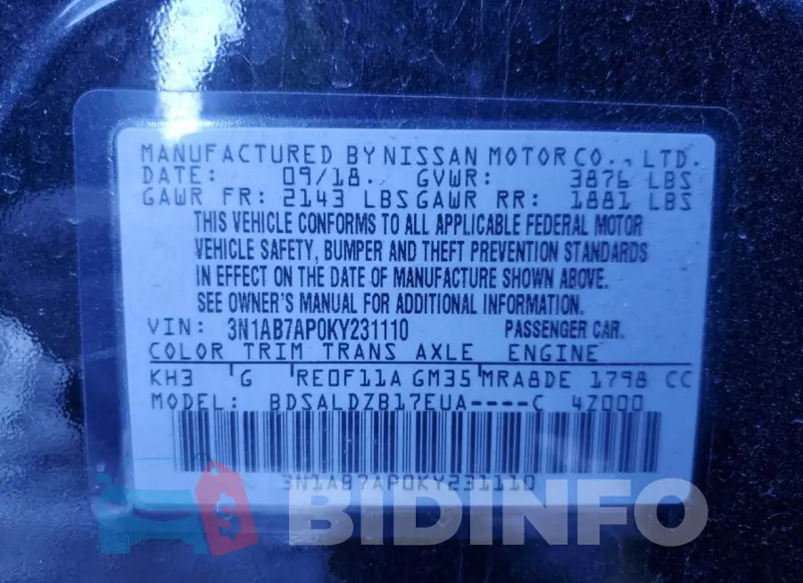 3N1AB7AP0KY231110 Photo# 12