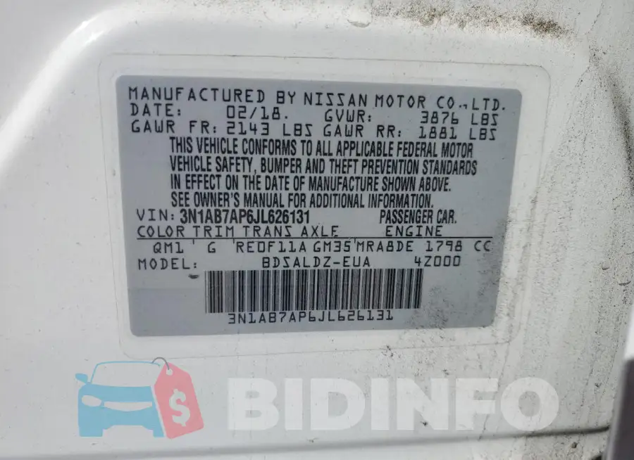 3N1AB7AP6JL626131 Photo# 12