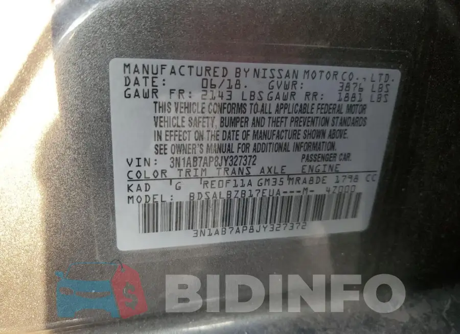 3N1AB7AP8JY327372 Photo# 12