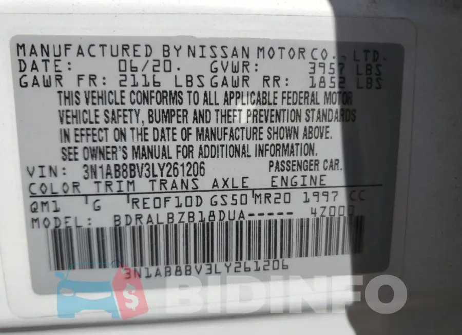 3N1AB8BV3LY261206 Photo# 12