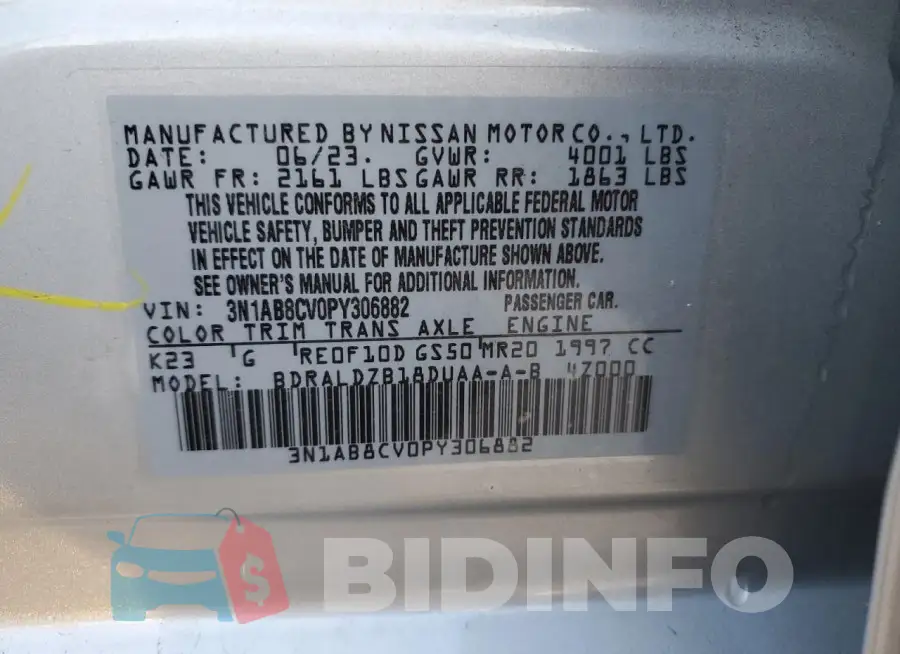 3N1AB8CV0PY306882 Photo# 13