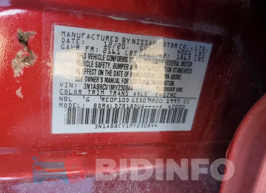 3N1AB8CV1MY230844 Photo# 12