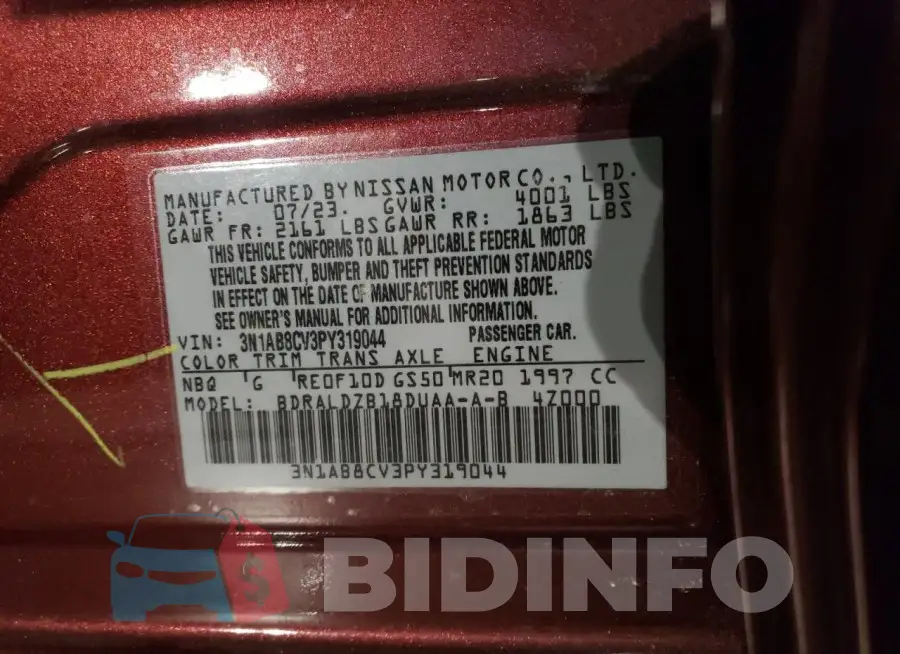 3N1AB8CV3PY319044 Photo# 13