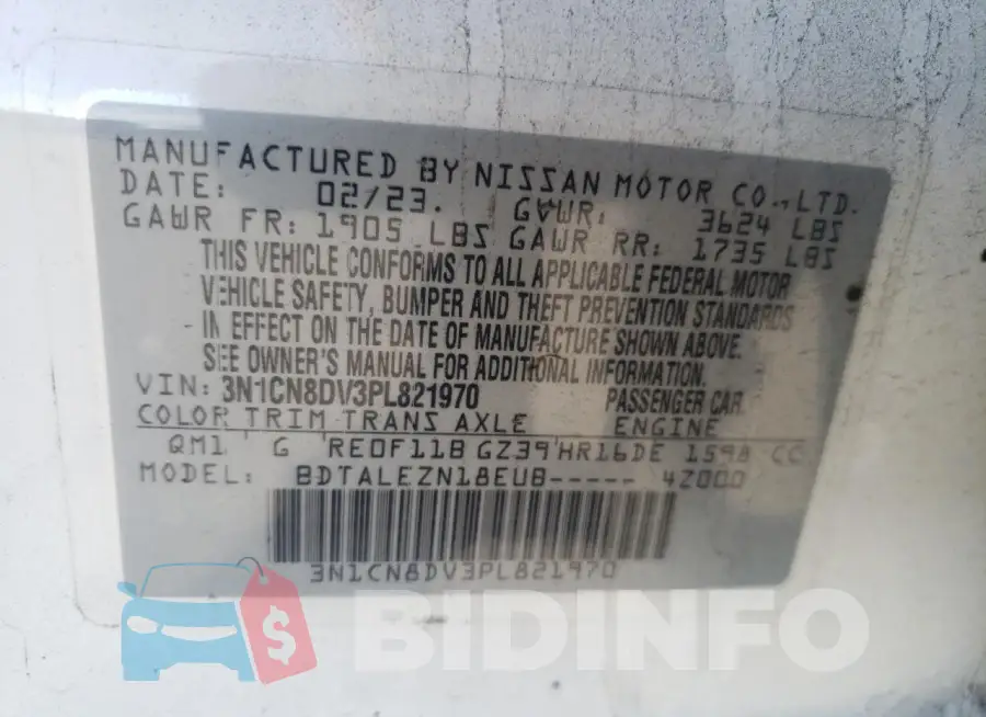 3N1CN8DV3PL821970 Photo# 12