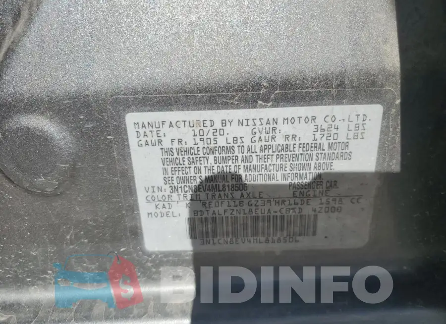 3N1CN8EV4ML818506 Photo# 12