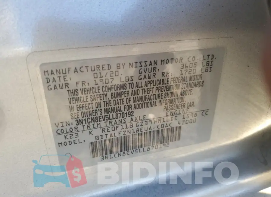 3N1CN8EV5LL870192 Photo# 12
