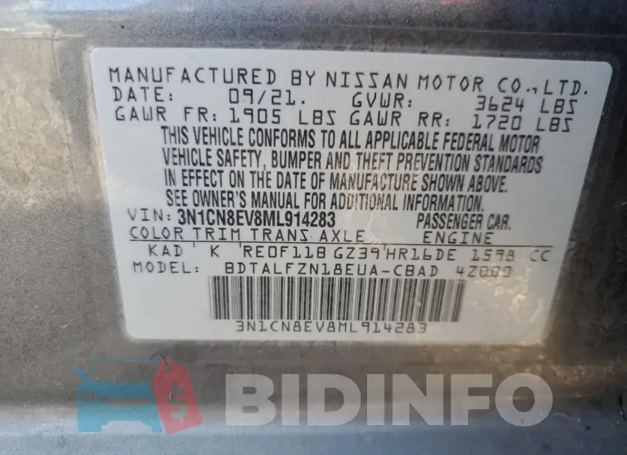 3N1CN8EV8ML914283 Photo# 12