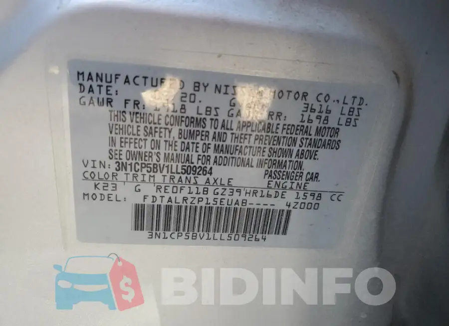 3N1CP5BV1LL509264 Photo# 13