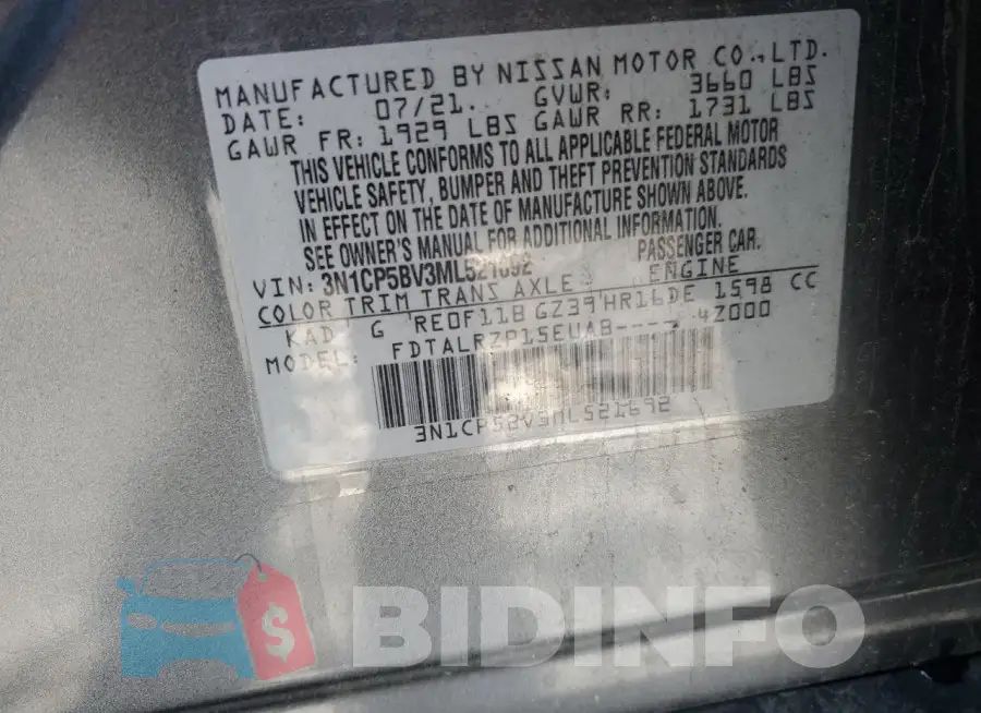 3N1CP5BV3ML521692 Photo# 12