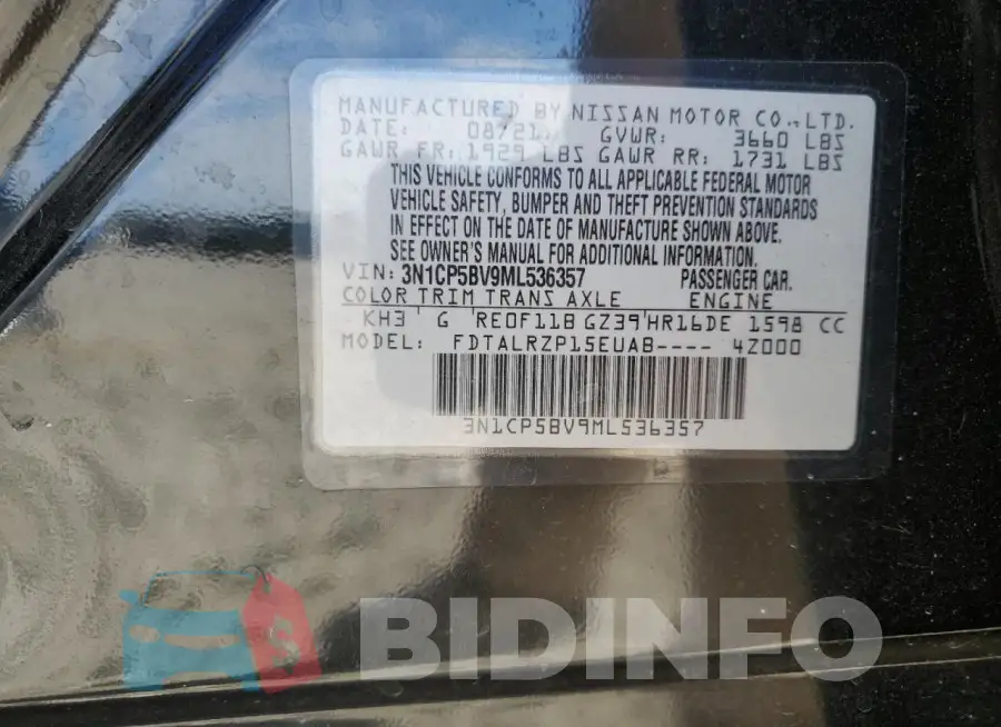 3N1CP5BV9ML536357 Photo# 13
