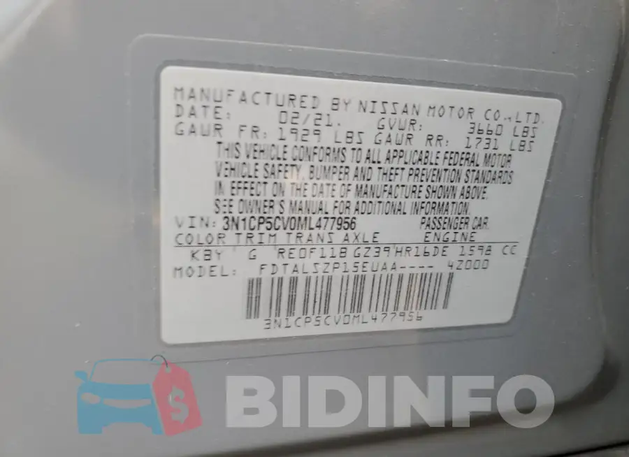 3N1CP5CV0ML477956 Photo# 12