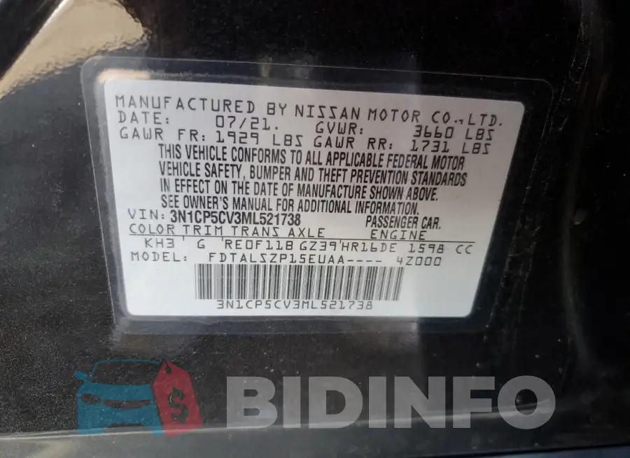 3N1CP5CV3ML521738 Photo# 13