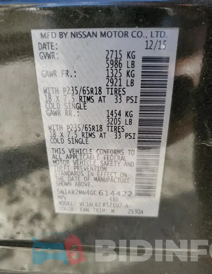 5N1AR2MN4GC614422 Photo# 13