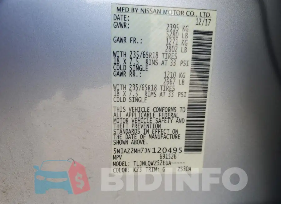 5N1AZ2MH7JN120495 Photo# 13