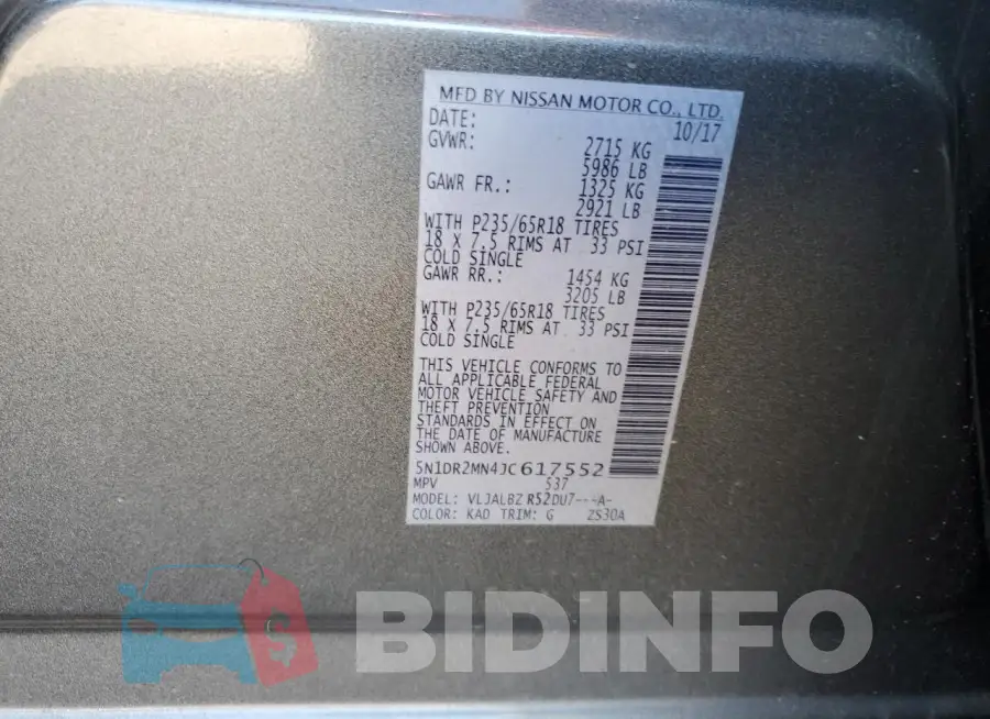 5N1DR2MN4JC617552 Photo# 13