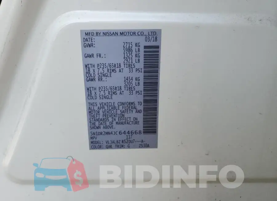 5N1DR2MN4JC644668 Photo# 12