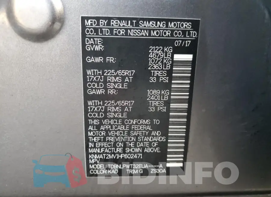 KNMAT2MV1HP602471 Photo# 14