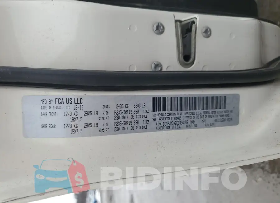 1C4PJMDX2KD334133 Photo# 13