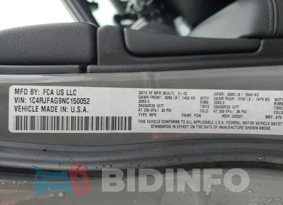 1C4RJFAG9NC150052 Photo# 14