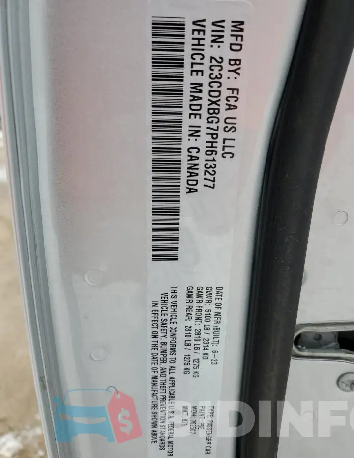 2C3CDXBG7PH613277 Photo# 12