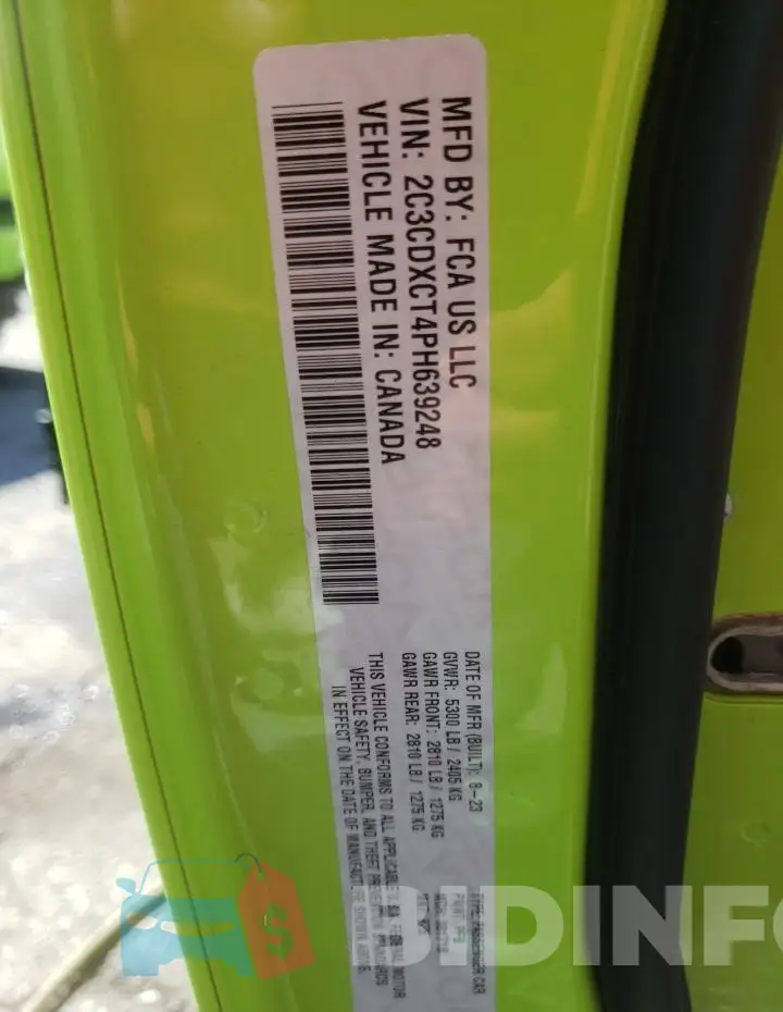 2C3CDXCT4PH639248 Photo# 13