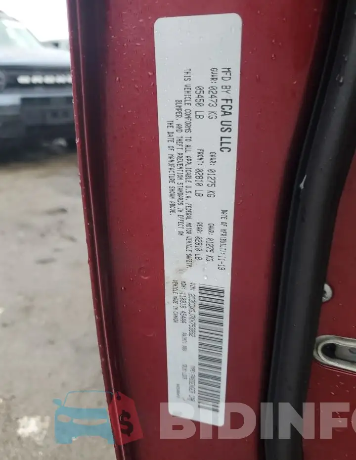 2C3CDXGJ7KH753892 Photo# 12