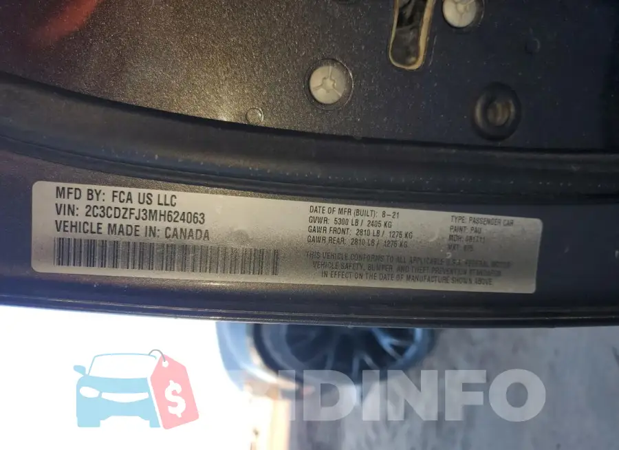 2C3CDZFJ3MH624063 Photo# 12