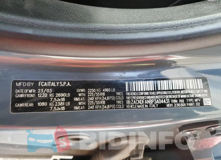 ZACNDFAN8P3A04431 Photo# 13