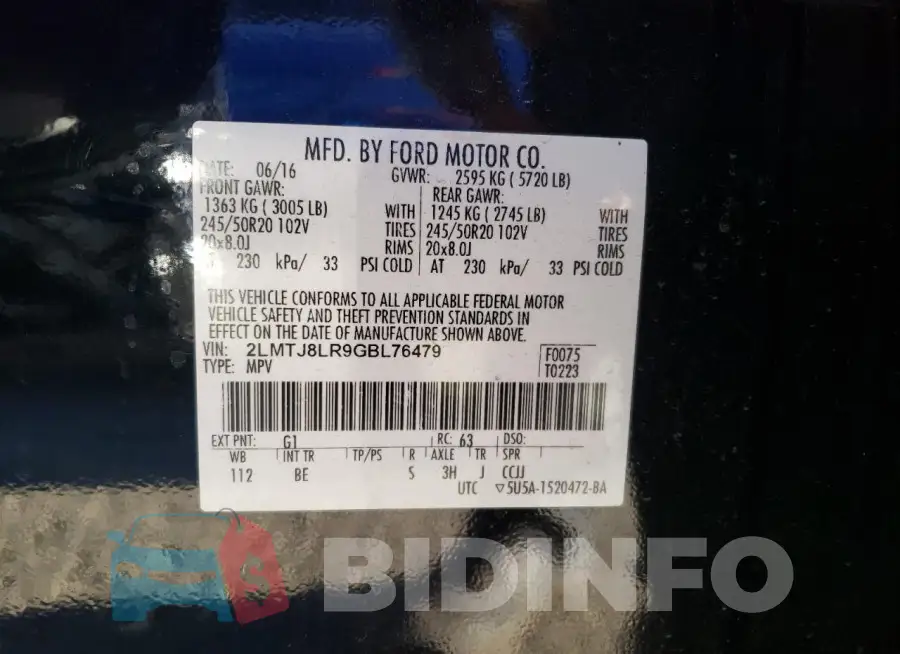 2LMTJ8LR9GBL76479 Photo# 12
