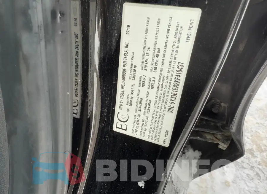 5YJ3E1EA2KF410437 Photo# 10