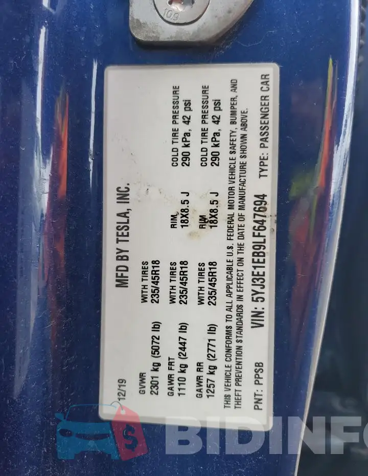5YJ3E1EB9LF647694 Photo# 12