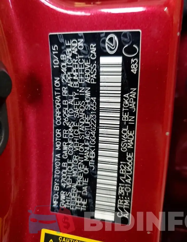 JTHBK1GG4G2231654 Photo# 13